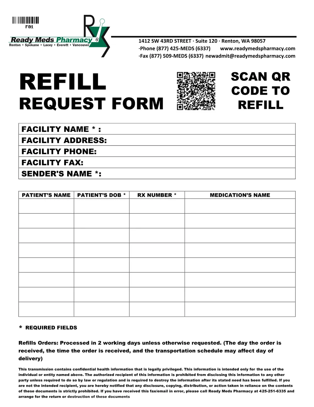 Refill Request Form